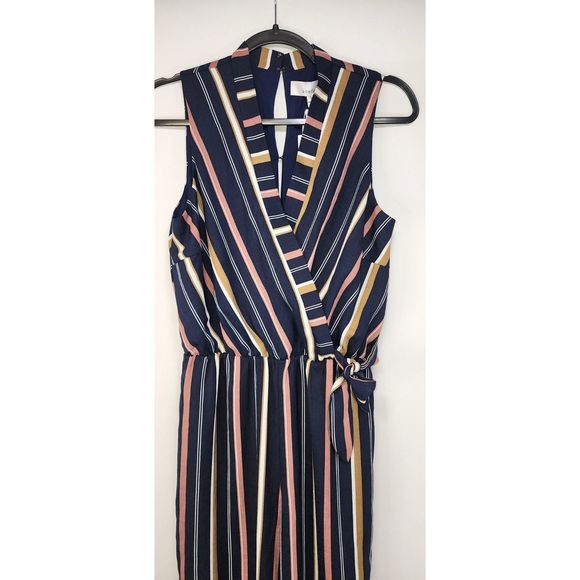 NWT Adelyn Rae Multi Stripe Blue Sleeveless Jumpsuit Size S - Picture 6 of 8